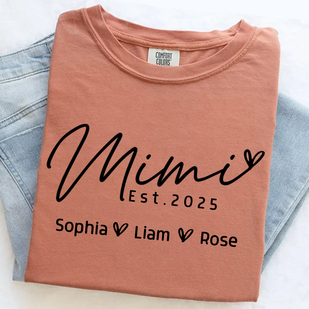 Comfort Colors® Minimalist Custom Name Shirt, Mimi And Kids Family Gift