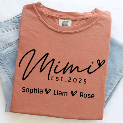Comfort Colors® Minimalist Custom Name Shirt, Mimi And Kids Family Gift