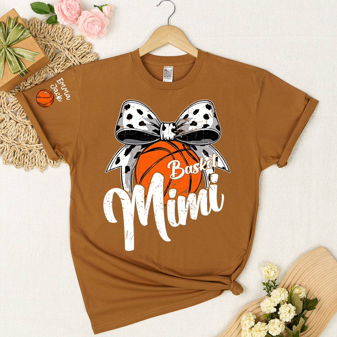 Basketball Mimi Shirt, Custom Names and Bow Design for Proud Sports Grandma