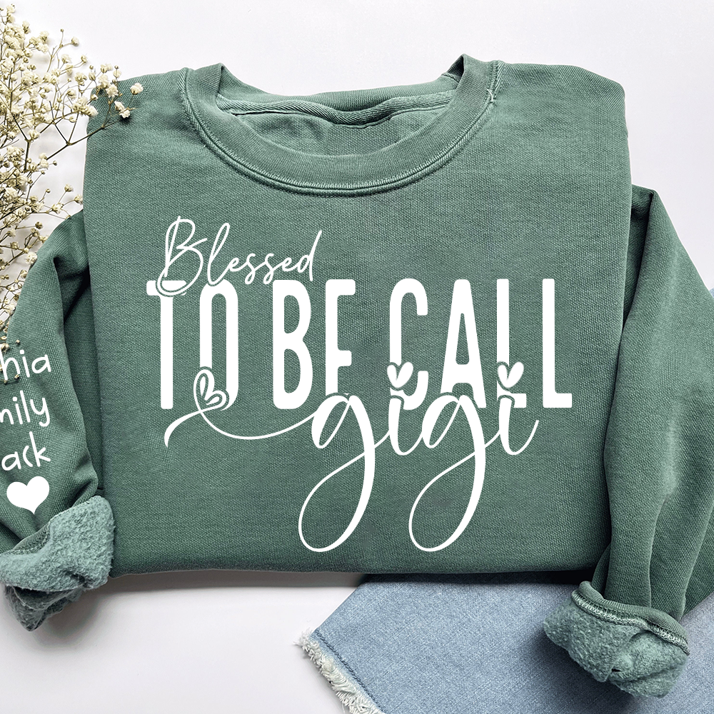 Personalized Blessed To Be Call Gigi Name Crewneck Sweatshirt, Custom Grandma And Kids