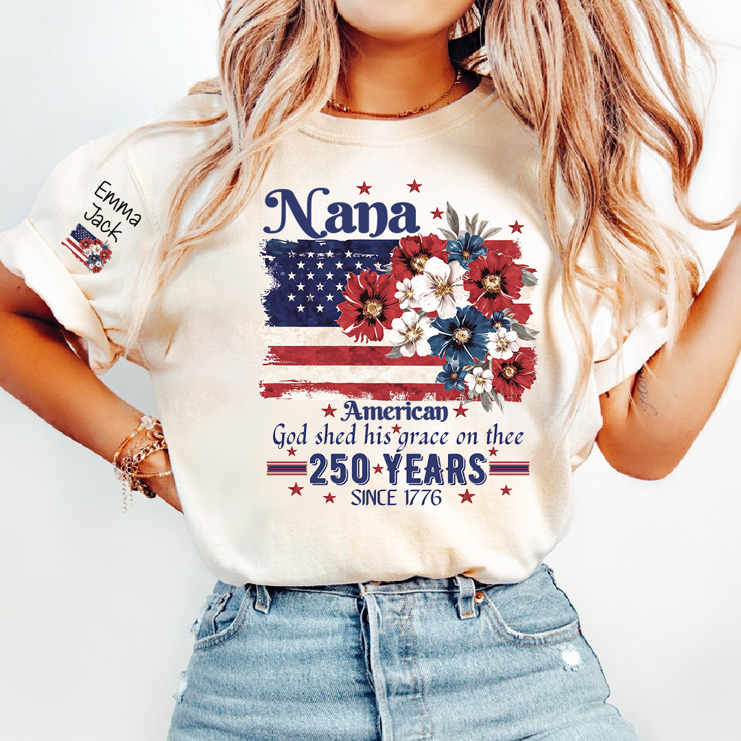 Custom Nana Fourth of July USA Flag, Personalized Gift For Grandma And Kids