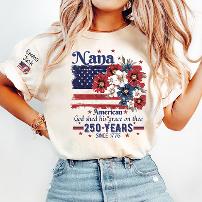 Custom Nana Fourth of July USA Flag, Personalized Gift For Grandma And Kids