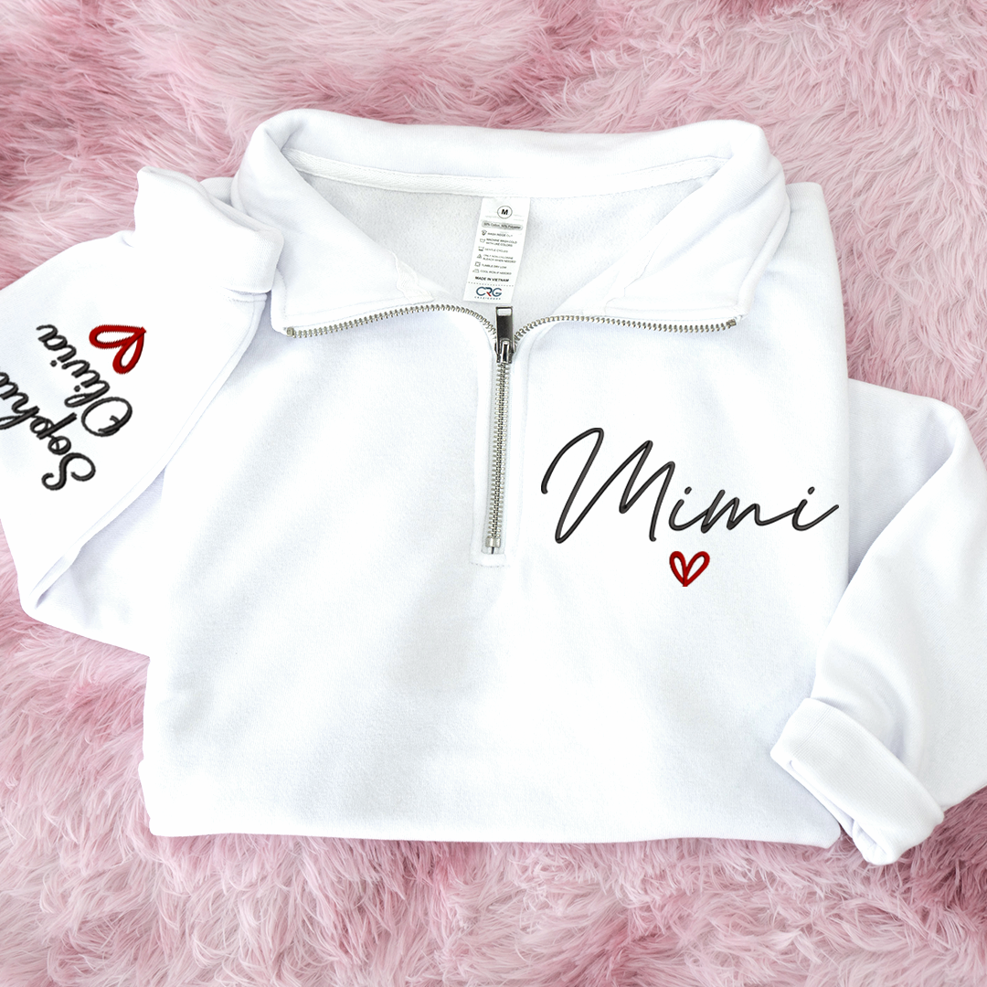 Personalized Hand Embroidered Mimi Sweater, Gift for Grandma and Grandchildren's Names