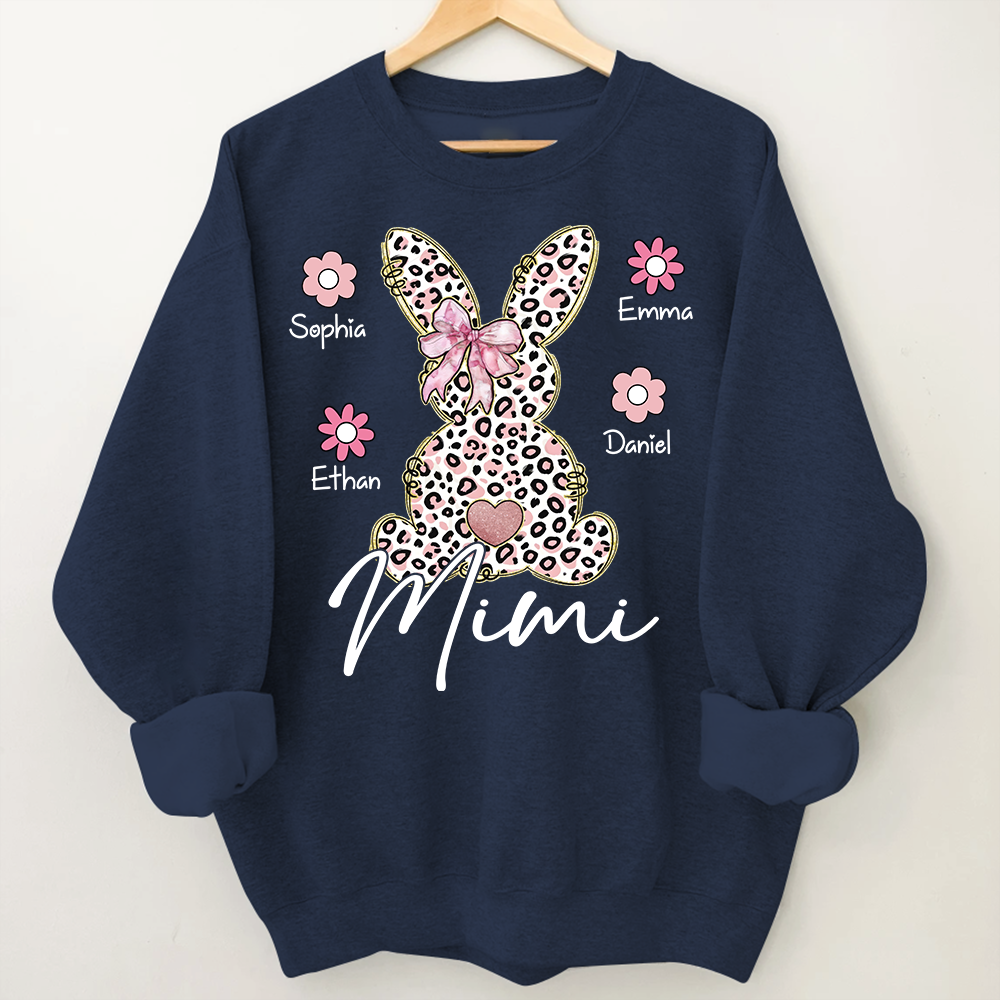 Personalized Nana Bunny Sweatshirt With Kids Names, Easter Gift For Nana