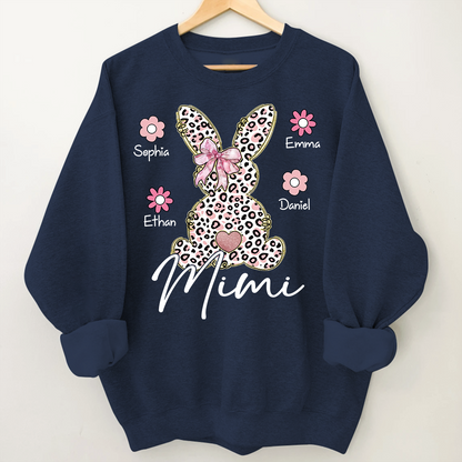Personalized Nana Bunny Sweatshirt With Kids Names, Easter Gift For Nana