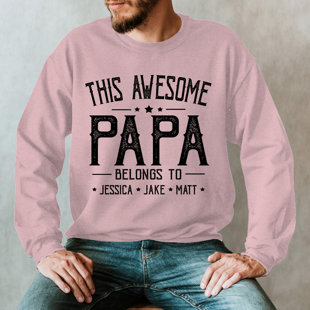 This Awesome Grandpa Belongs To Kids Longsleeve, Custom Papa With Kids Names Longsleeve, Gift For Longsleeve Father Men's