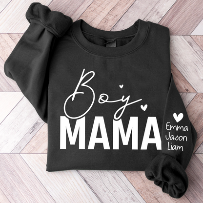 Personalized Boy Mama With Kids, Gift For Mom TH Sweatshirt, Mother's Day Shirt For Mom Mama Mommy