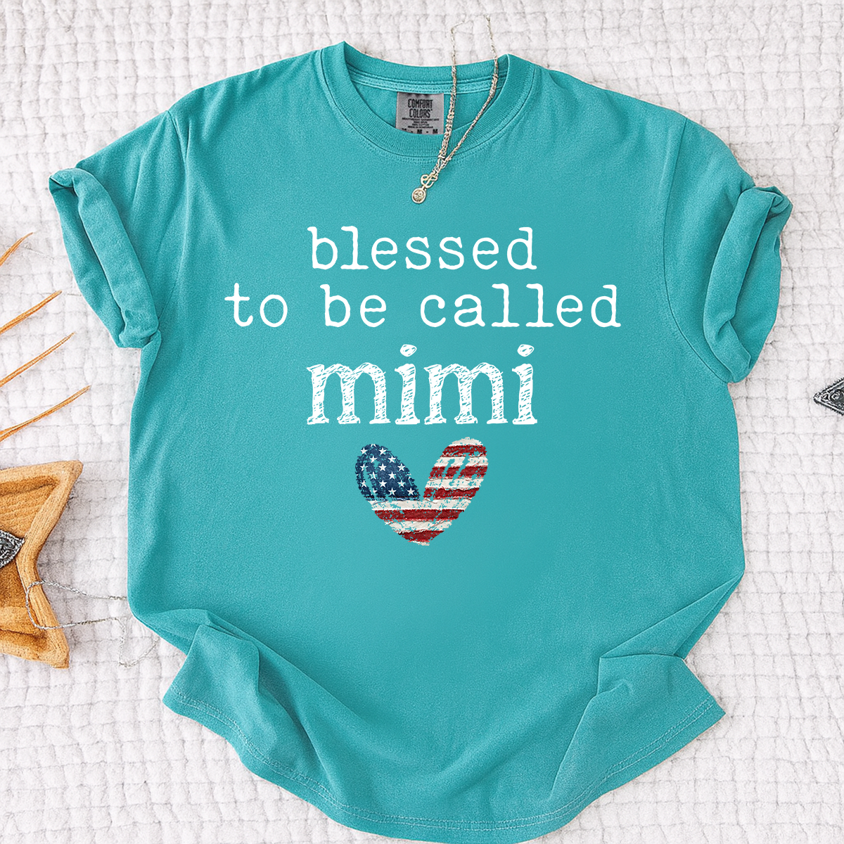 Comfort Colors Blessed To Be Called Mimi Shirt, Cute Mimi Grandma T Shirt, Patriotic Heart Design, Gift for Grandma Mothers Day