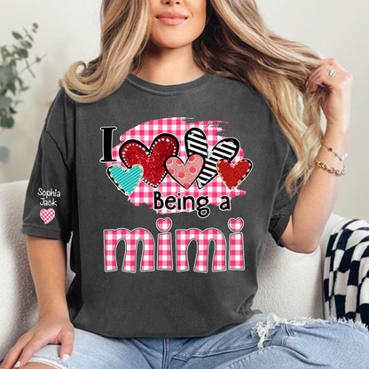 Valentine Mimi Crewneck T-shirt, Cute Heart Family Love Design, For Gift Grandma And Kids