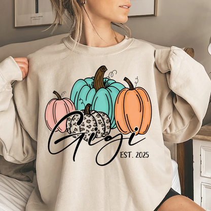Personalized Gigi Pumkins Sweatshirt, Gifts for Grandma and Grandchild