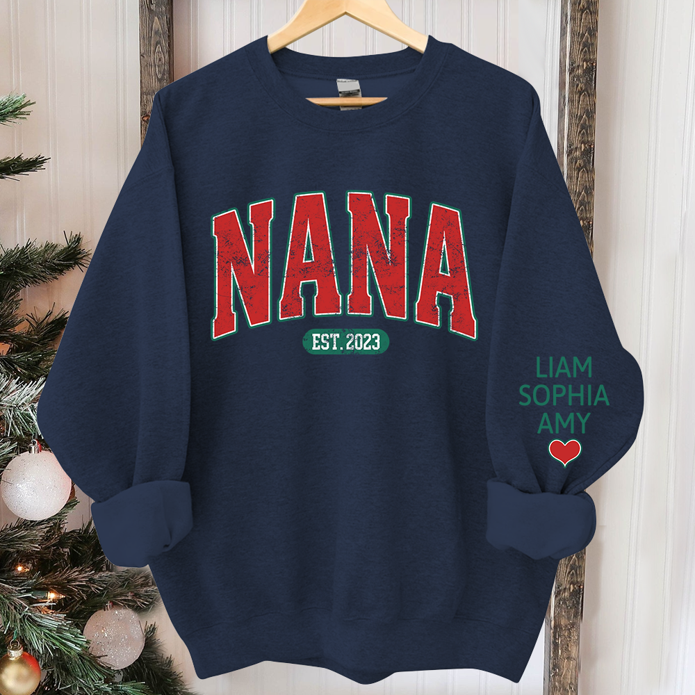 Personalized Nana Christmas With Grandkids Sweatshirt