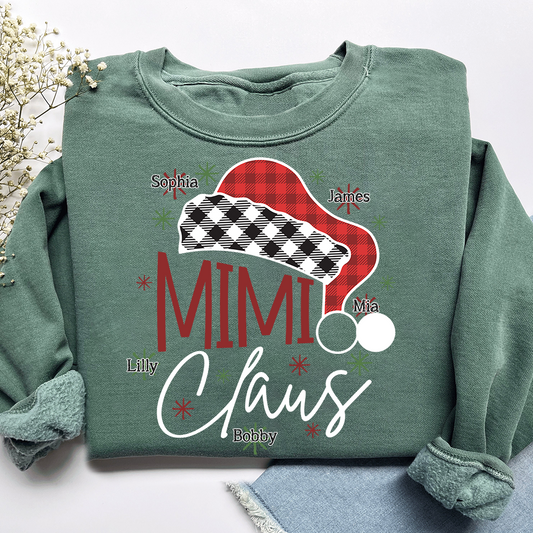 Personalized Mimi Claus Christmas Sweatshirt, Custom Grandma Shirt with Kids Names