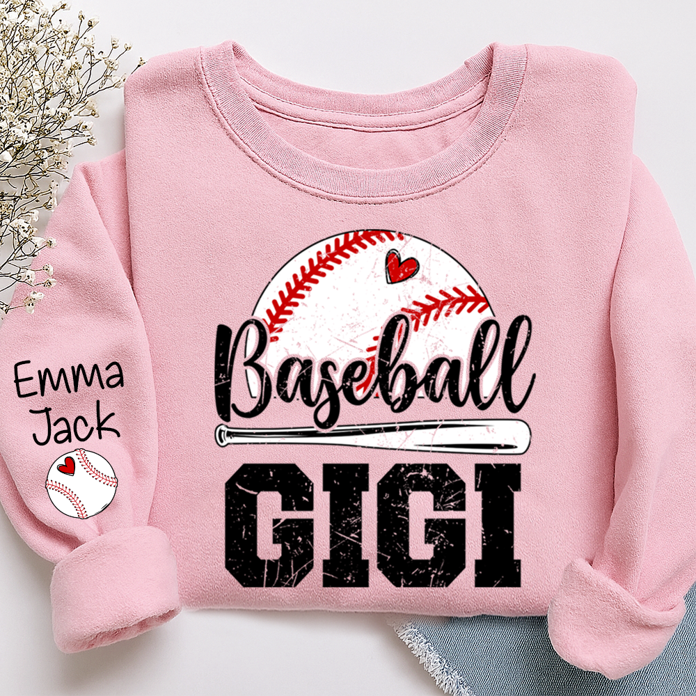 Custom Baseball Gigi Sweatshirt, Graphic Tee With Baseball And Heart Design for Gift Grandma And Kids