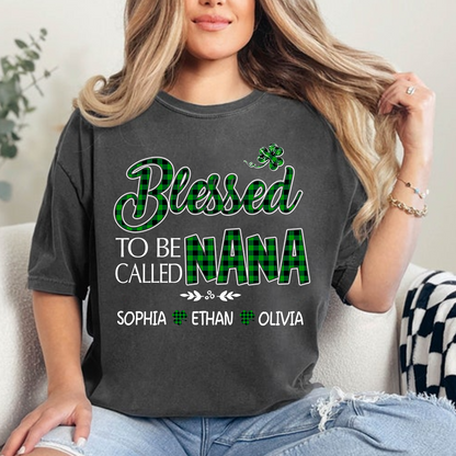 Personalized Nana Caro Green T-shirt, Blessed to Be Called Nana Patrick's Day  Gift for Grandma