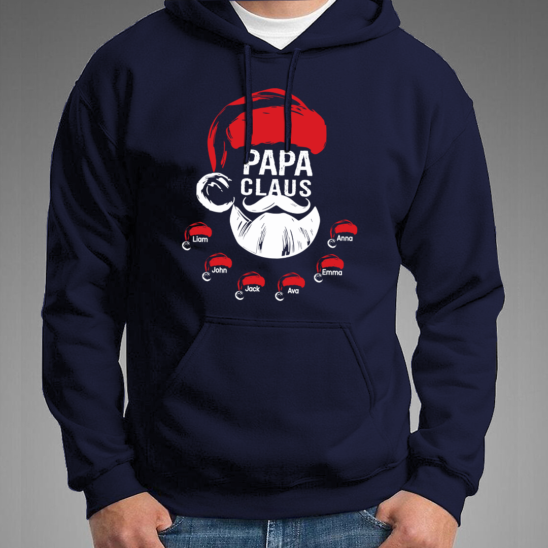 Custom Papa Claus Christmas, Gift For Papa And Kids Hoodie