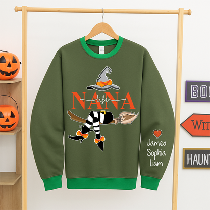 Personalized Nana Witch And Grandkids 2025 Sweatshirt Mix Sweatshirt Mix