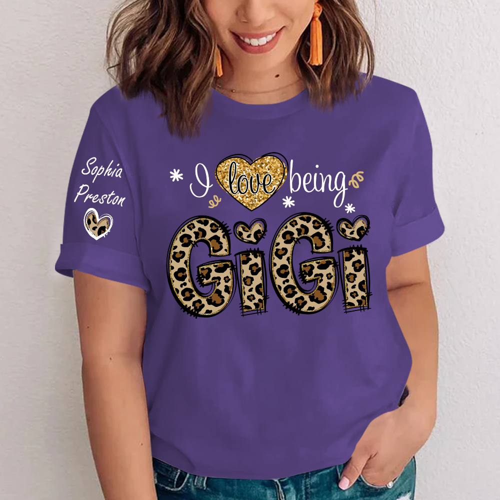 I Love Being Gigi Leopard, Custom Gigi And Kids, Grandma Gift TH T-Shirt