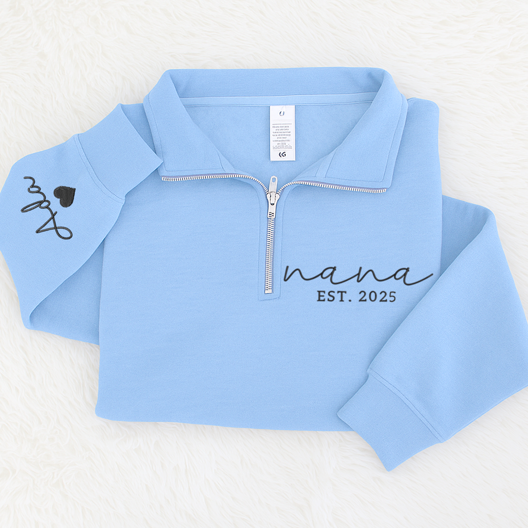 Personalized Hand Embroidered Nana Est Sweater, Warm Christmas Pullover, Unique Gift for Grandma and Family