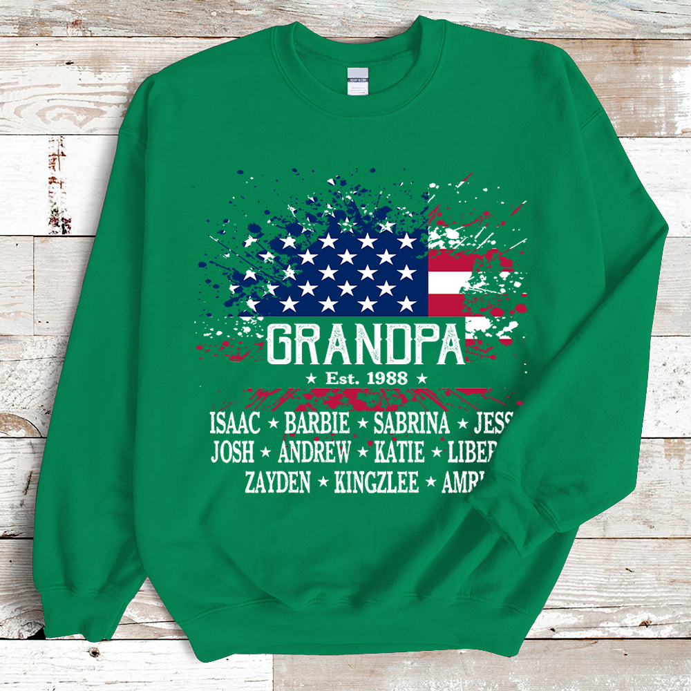 Grandpa Est Flag And Grandkids Sweatshirt