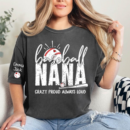 Custom Baseball Nana T-Shirt, Personalized Sports Grandma Tee for Game Day