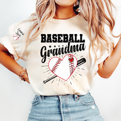 Custom Baseball Grandma T-Shirt, Personalized Family Tee for Baseball Season and Game Days