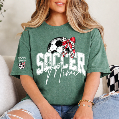 Mimi Soccer Fan T Shirt Custom Names Soccer Ball Graphic Sports Grandma Tee