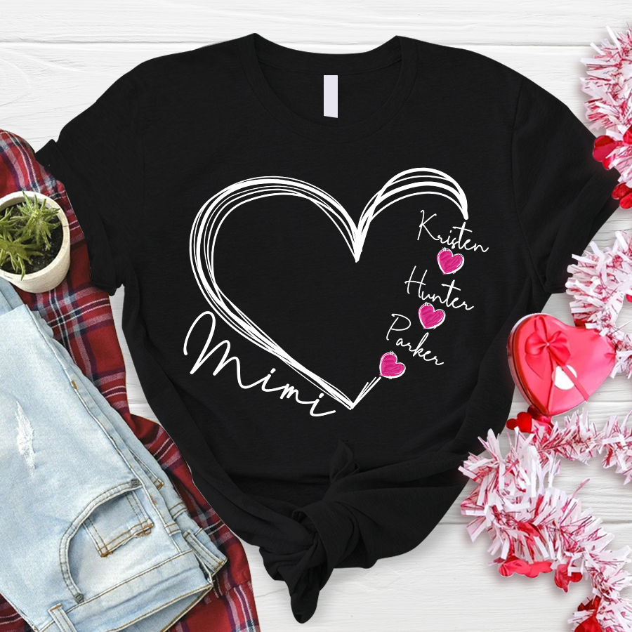 Custom Heart Mimi And Kids Valentine's Day LTP01 Tshirt