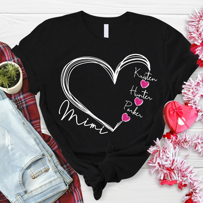 Custom Heart Mimi And Kids Valentine's Day LTP01 Tshirt