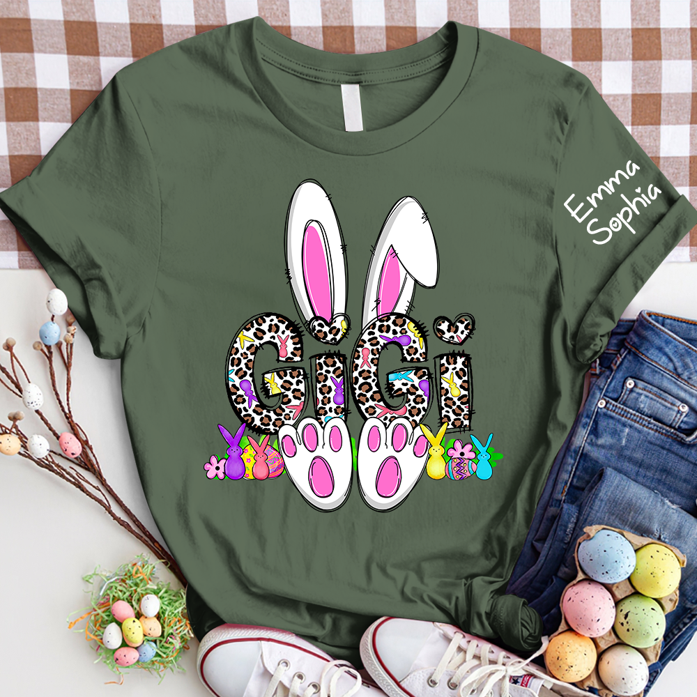 Gigi Leopard Bunny Shirt, Custom Gigi And Kids, Easter Days Gift TH T-Shirt