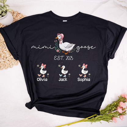 Custom Mimi Goose Est Shirt, Personalized Nickname And Grandkids, Gift For Mother's Day
