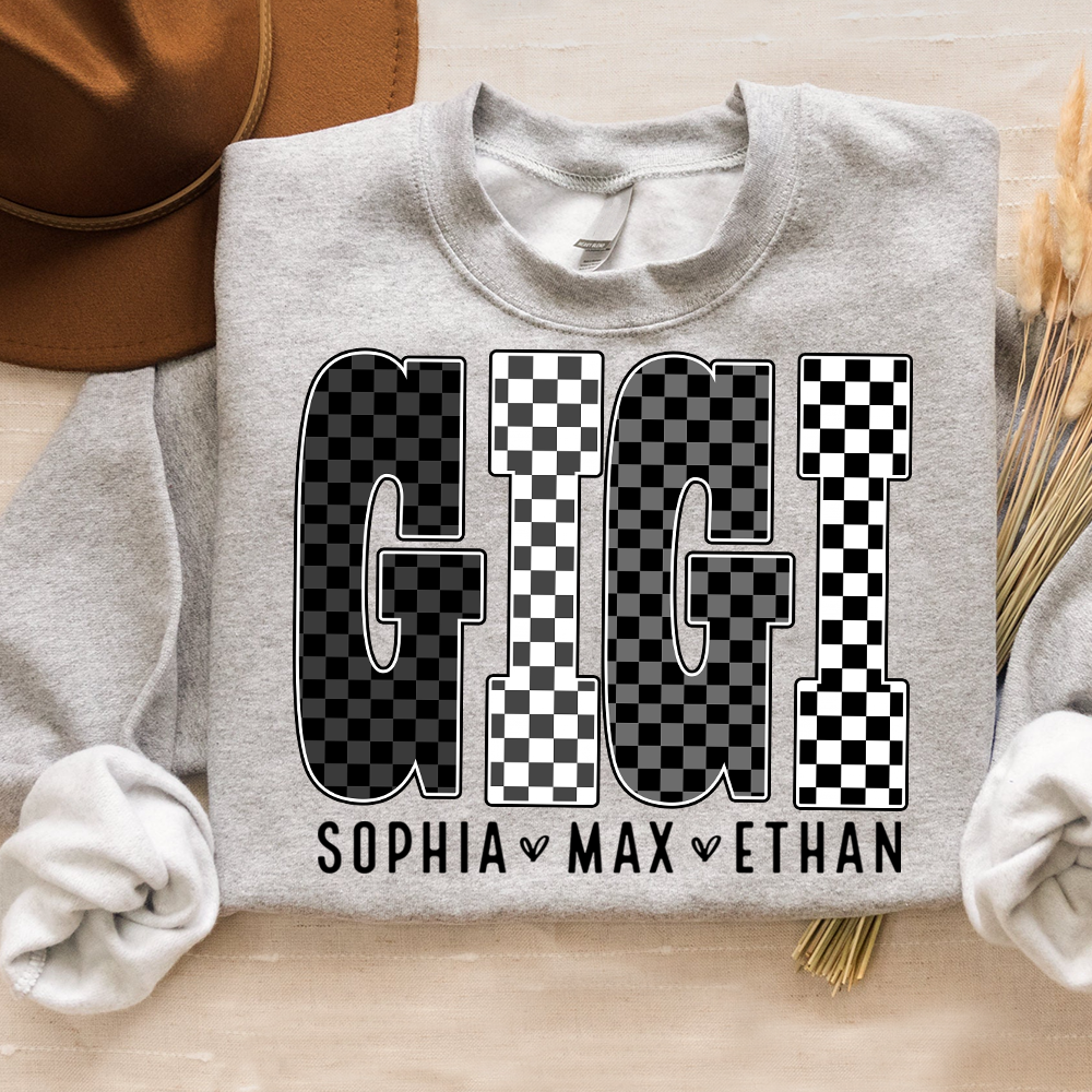 Black White Design, Custom Gift For Gigi And Her Grandchildren