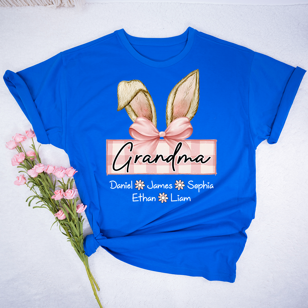 Custom Grandma Shirt For Easter, Bunny Grandma Shirt With Children Names