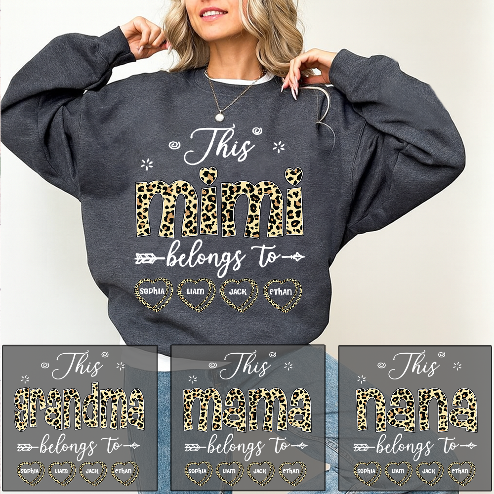 Personalized This Mimi Belongs To Sweatshirt, Custom Leopard Print Names