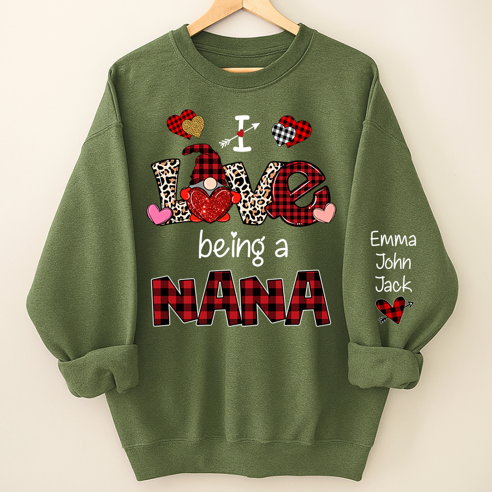 I Love Being A Nana Sweatshirt – Personalized Nana Shirt With Grandkids Names