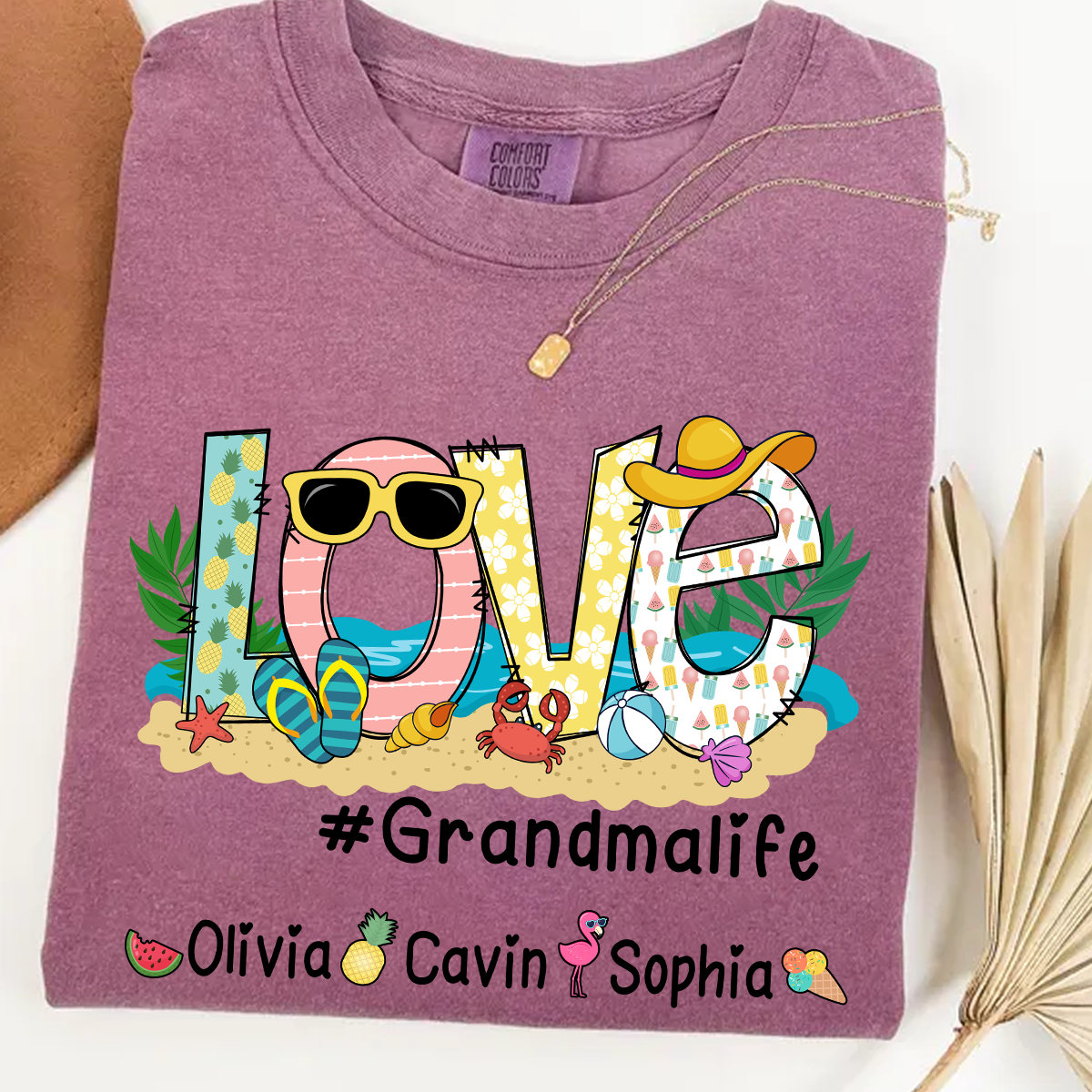 Comfort Colors® Love Grandma Life Beach T-Shirt, Gift For Grandma T-Shirt