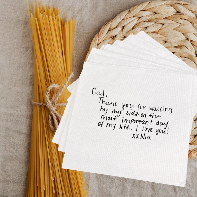 Personalized Handwritten Note Paper Napkins, Custom Your Handwriting Napkins Printed Wedding Cocktail Napkins Custom Love Note Paper Napkins