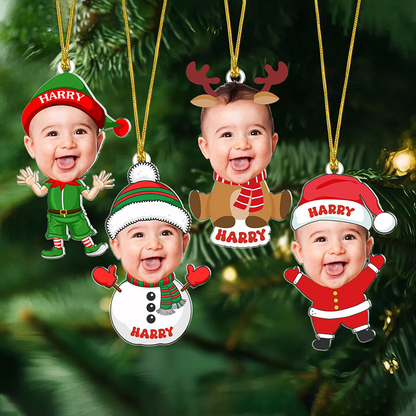 Personalized Christmas Acrylic Ornament With Baby Photo, Custom Holiday Tree Decoration