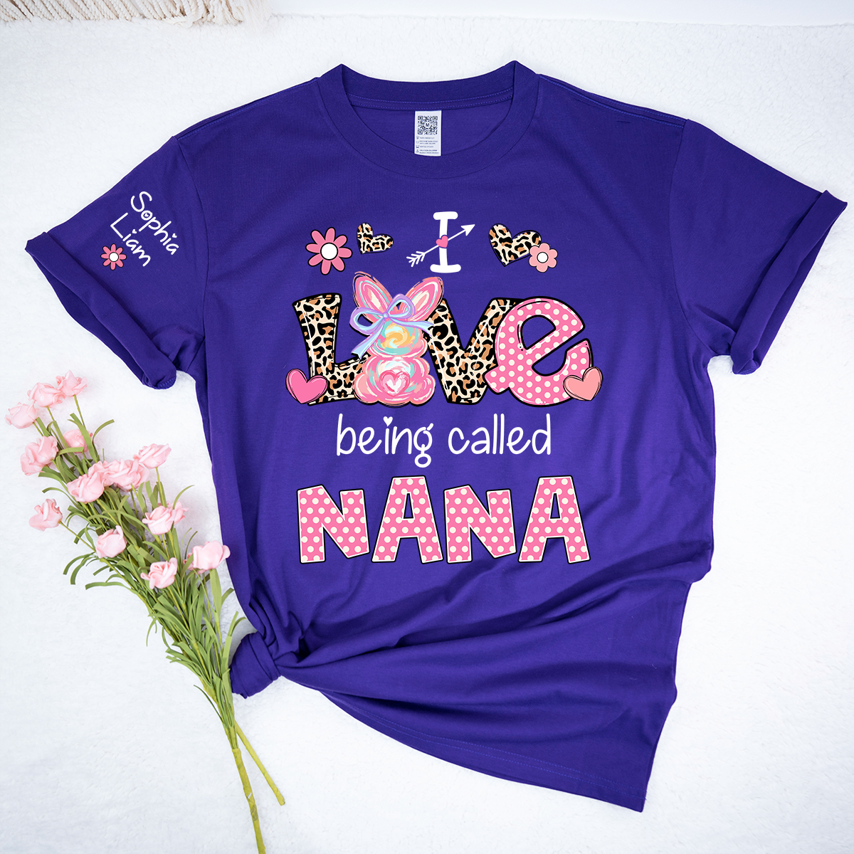 I Love Being Called Nana Shirt, Cute Nana T Shirt With Bunny And Floral Graphic