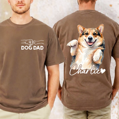 Custom Dog Dad Shirt, Personalized Pet Portrait T Shirt with Dog Name, Gift for Dog Owners and Pet Lovers