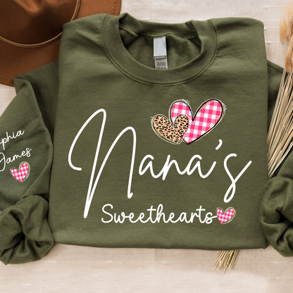 Custom Nana’s Sweethearts Sweatshirt, Valentine Gift for Grandma with Names