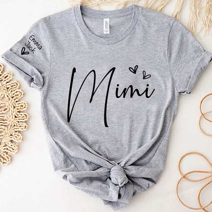 Mimi Shirt Personalized with Grandkids Names, Minimal Script Family T Shirt