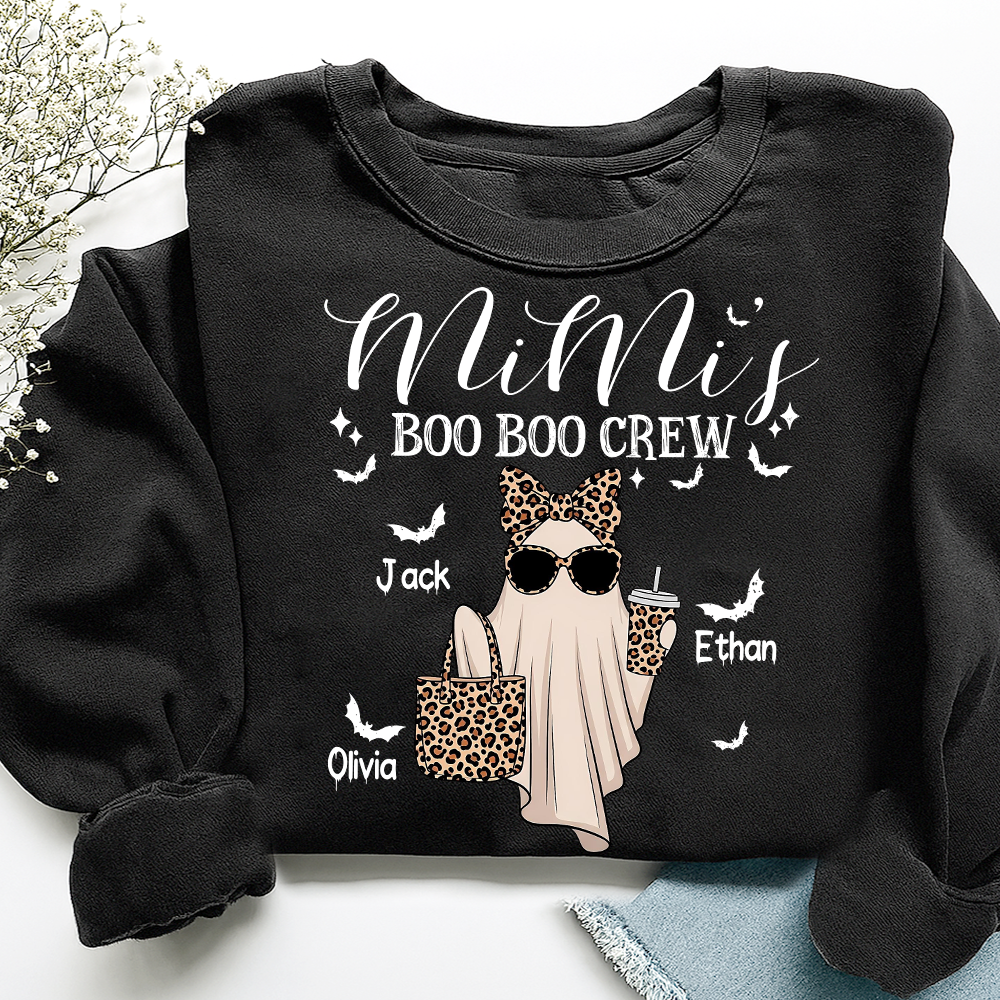 Mimi's Boo Crew Halloween Sweatshirt, Personalized Ghost Family Shirt for Grandma And Kids