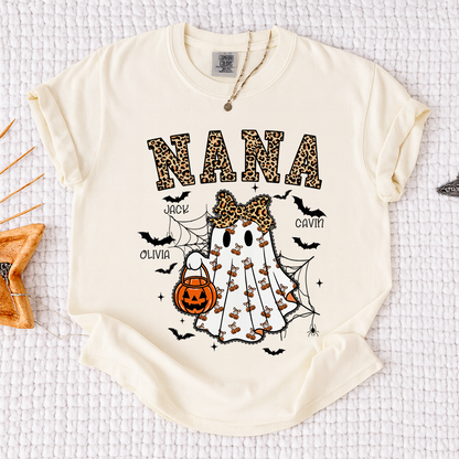Comfort Colors® Custom Mimi Ghost Shirt, Halloween Outfit with Kids Names