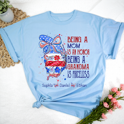 Custom Lovely Butterfly Bow Design With The American Flag, A Personalized Gift For Mom On Independence Day, July 4th