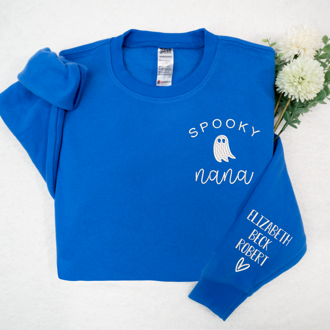 Spooky Nana With Kids Halloween Embroidered