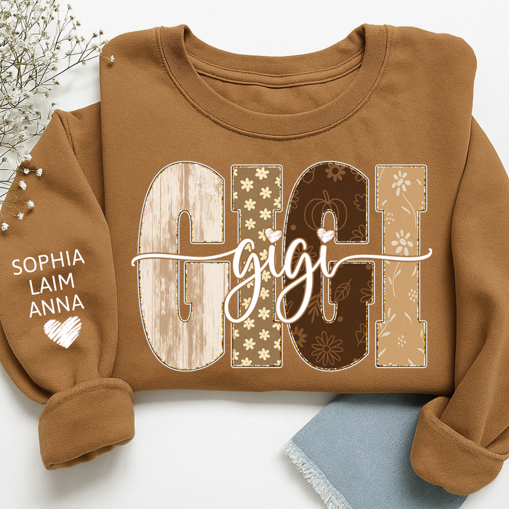 Autumn Floral Bible Sweatshirt with Flowers, Custom Nicknames for Grandma and Kids
