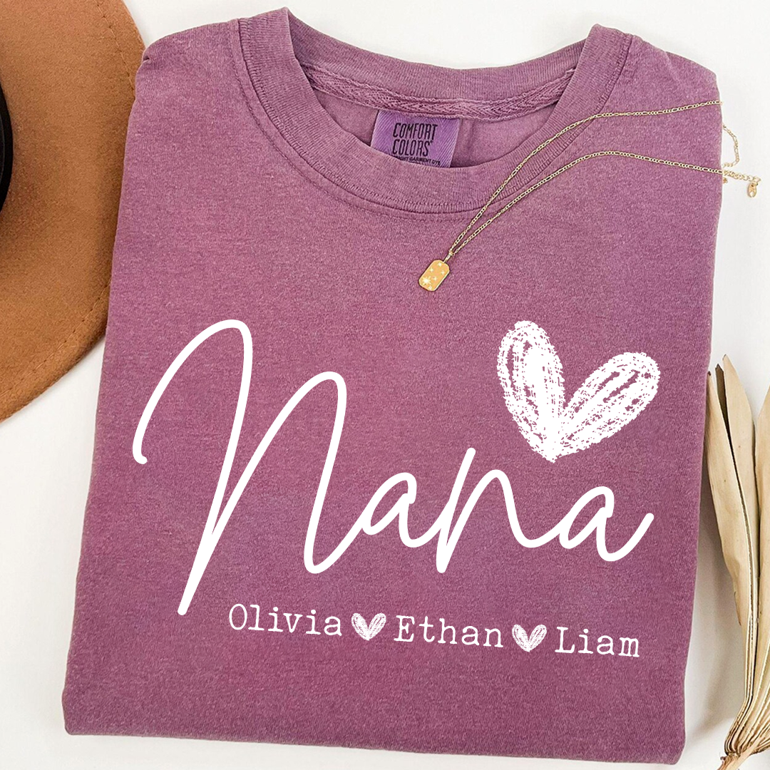 Comfort Colors Personalized Nana Shirt, Custom Grandma T Shirt with Grandkids Names, Unique Gift for Nana, Perfect for Mother's Day, Birthday