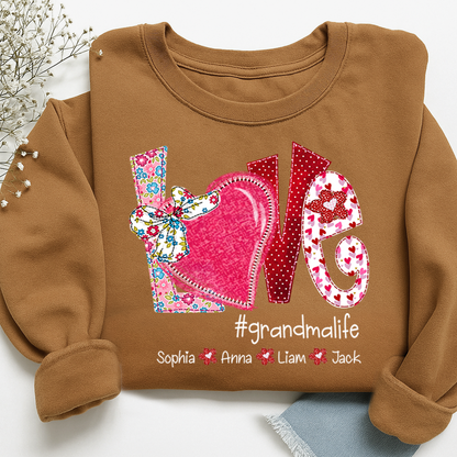 Personalized Love Grandma Sweatshirt, Valentine Heart Bow Gift for Grandma