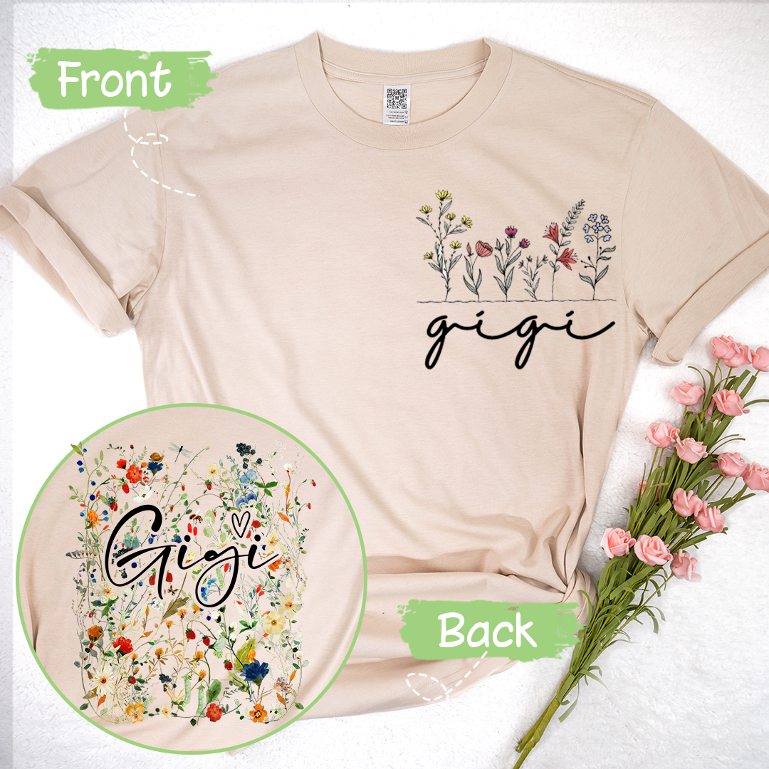 Personalized Gigi Wildflower Trend 2025 T-Shirt, Custom Grandma And Grandkids Shirt
