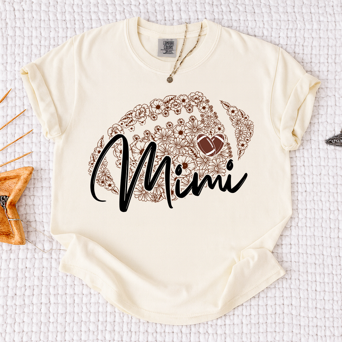 Comfort Mimi Football Shirt, Personalized Mimi T-Shirt with Floral Football Design